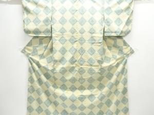 アンティーク　菱模様織出し本塩沢着物